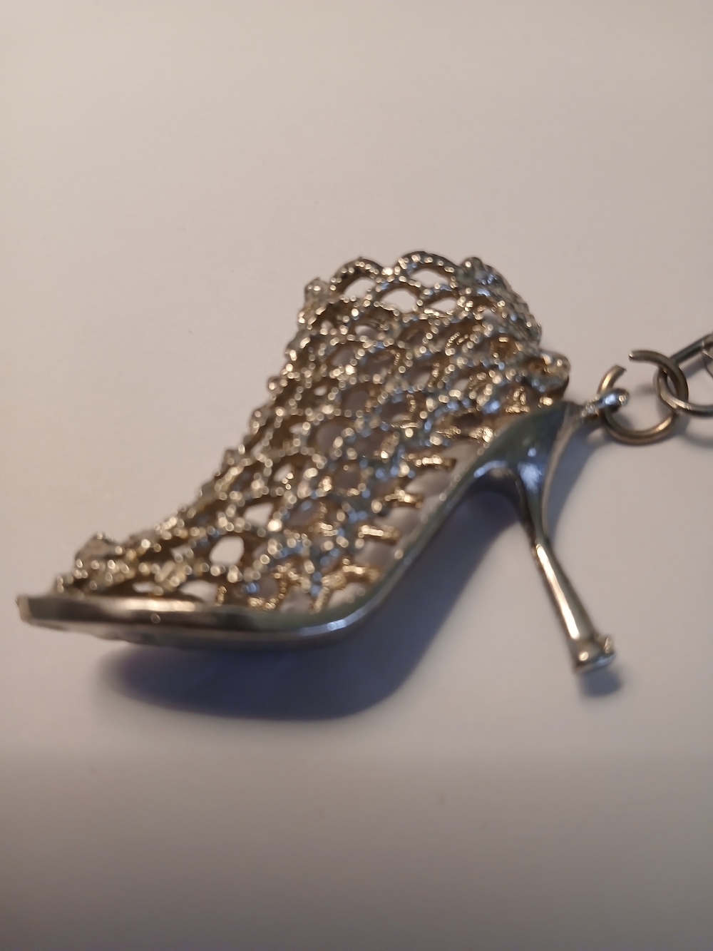 Silver High Heel Mesh Keychain Charm - Fashion Accent